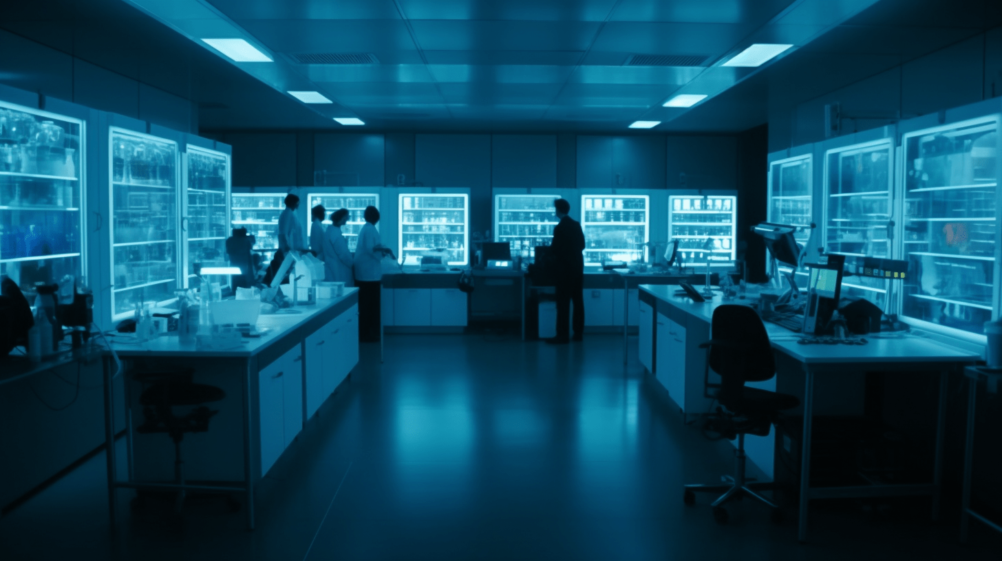 diabetes research, a modern lab with scientists analyzing various data on holographic screens, DNA strands, glucose molecules, and pancreas cells detailed, a futuristic and clean lab setting with soft blue light, highlighting the focus, dedication, and hopeful mood of the scientists, Photography, shot with a Nikon D850 using a 24-70mm lens at f/2.8, --ar 16:9 --v 5