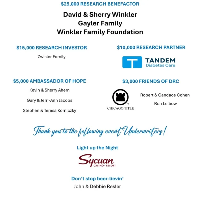 A huge thank you to all our incredible sponsors for making the 2024 Dance for Diabetes possible! Your generosity drives our mission to raise awareness and support for the Type 1 Diabetes community. We couldn't do it without you. 💙