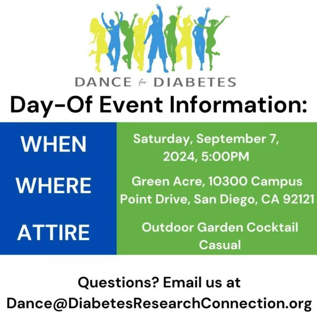 Today is the day! Get your dancing shoes on for our 2024 Dance for Diabetes fundraiser. 🕺
WHEN: TONIGHT at 5:00PM.
WHERE: Green Acre, 10300 Campus Point Drive, San Diego, CA 92121
Learn more and register: https://ow.ly/CluR50SSpr5